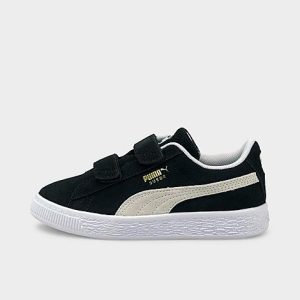 Puma Little Kids&apos; Suede Classic XXI V Hook-and-Loop Casual Shoes in Black/Black Size 13.5 - 3207509