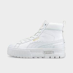 Puma Women&apos;s Mayze Mid Casual Shoes in White/ White Size 10.0 Leather - 3112696