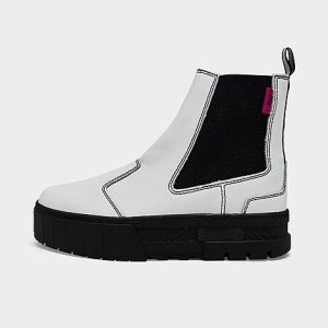 Puma Women&apos;s Mayze Suede Platform Chelsea Boots in White/ White Size 10.0 - 3175909