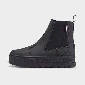 Puma Women&apos;s Mayze Chelsea Pop Sneaker Boots in Black/ Black Size 10.0 Leather - 3508642