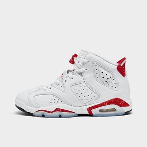 Big Kids&apos; Air Jordan Retro 6 Basketball Shoes in White/White Size 4.0 Leather - 3146023