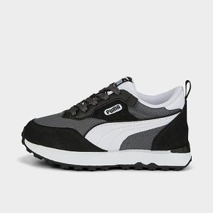 Puma Little Kids&apos; Rider FV Future Vintage Casual Shoes in Black/Castlerock Size 3.5 Nylon/Suede - 3509416
