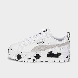 Puma Women&apos;s Mayze Paint Splash Platform Casual Shoes in White/ Size 9.5 Leather - 3206883
