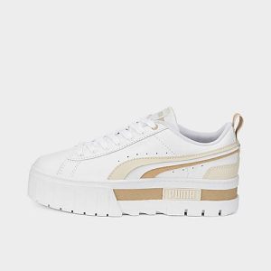 Puma Women&apos;s Mayze FS Interest Platform Casual Shoes in White/ White Size 10.0 Leather - 3206860
