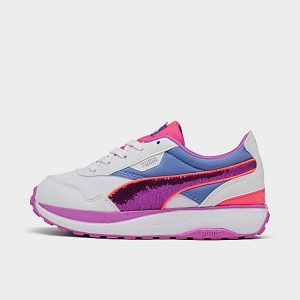 Puma Girls&apos; Little Kids&apos; Cruise Rider Glitzy Casual Shoes in Pink/Purple/ White Size 3.5 - 3215519