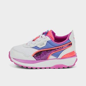Puma Girls&apos; Toddler Cruise Rider Glitzy Casual Shoes in Purple/ White Size 9.0 - 3215532