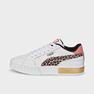 Puma Girls&apos; Big Kids&apos; Cali Star Wild Casual Shoes in White/White Size 7.0 Leather - 3203544
