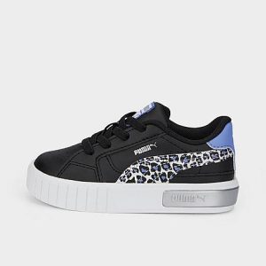 Puma Girls&apos; Toddler Cali Star Wild Casual Shoes in Black/ Black Size 9.0 Leather - 3204169
