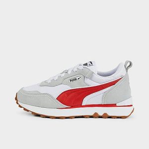 Puma Big Kids&apos; Rider FV Essentials Casual Shoes in Grey/ White Size 7.0 Nylon - 3509499