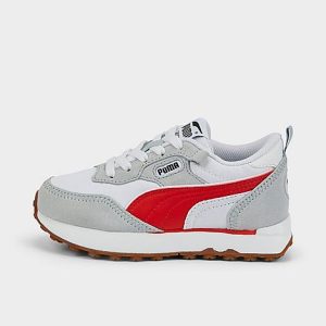 Puma Little Kids&apos; Rider FV Essentials Casual Shoes in Grey/White Size 13.0 Nylon/Suede - 3509524