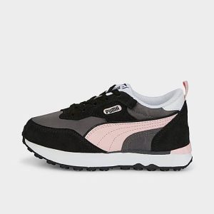 Puma Little Kids&apos; Rider FV Essentials Casual Shoes in Black/Castlerock Size 13.5 Nylon/Suede - 3509538