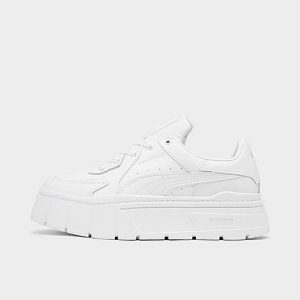 Puma Women&apos;s Mayze Stacked Edgy Platform Casual Shoes in White/ White Size 10.0 Leather - 3175887