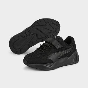 Puma Little Kids&apos; RS-Metric Core Stretch Lace Casual Shoes in Black/Black Size 13.5 Leather/Lace - 3509681