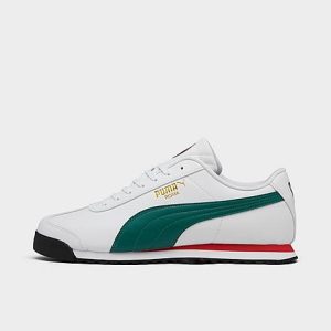 Puma Men&apos;s Roma Basic Gum Casual Shoes in Green/White/White Size 13.0 Leather - 3213902