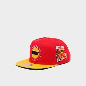 Mitchell And Ness NBA Houston Rockets Patch Overload Snapback Hat in Red/Red 100% Polyester - 8205115