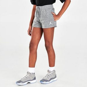 Jordan Girls&apos; Essentials Shorts in Grey/Grey Size Medium Cotton/Polyester/Fleece - 5831624