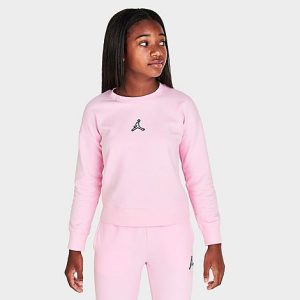 Jordan Girls&apos; Essentials Crewneck Sweatshirt in Pink/Pink Foam Size XL Cotton/Polyester - 5738938