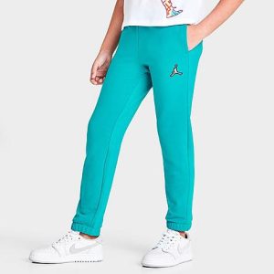 Jordan Girls&apos; Essential Jogger Pants in Green/New Emerald Size Small Cotton/Polyester - 5866774