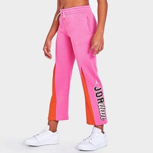 Jordan Girls&apos; Mashup Fleece Sweatpants in Pink/Pinksicle Size Large - 5866792