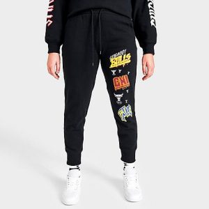 Mitchell And Ness Women&apos;s Chicago Bulls NBA Slap Sticker Jogger Pants in Black/Black Size XL Cotton/Polyester/Fleece - 5857073