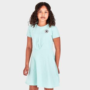 Nike Girls&apos; Converse x Clements Twins Front Twist Dress in Blue/Light Dew Size XL Cotton - 5814729