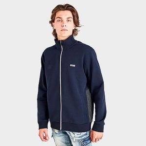 Hugo Boss Men&apos;s Multi-Colored Logo Full-Zip Sweatshirt in Blue/Navy Size XL Cotton/Polyester - 5873774