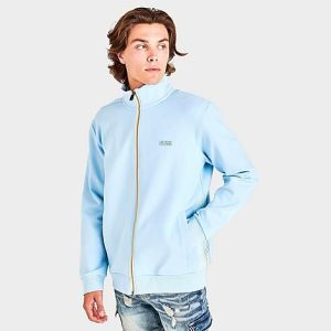 Hugo Boss Men&apos;s Multi-Colored Logo Full-Zip Sweatshirt in Blue/Light Pastel Blue Size 3XL Cotton/Polyester - 5873716