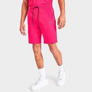 Hugo Boss Men&apos;s Layered Logo French Terry Shorts in Pink/Bright Pink Size 3XL Cotton/Polyester - 5873782