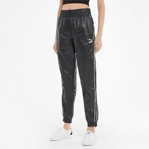 Puma Women&apos;s Iconic T7 Woven Track Pants in Black/ Black Size Small Cotton - 5775267