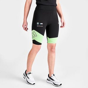 Puma Women&apos;s BMW M Motorsport Statement Legging Shorts in Black/Paradise Green Size Small - 5795682