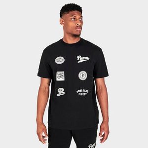 Puma Men&apos;s Team Statement Graphic Print Short-Sleeve T-Shirt in Black/ Black Size 2XL 100% Cotton - 5798469