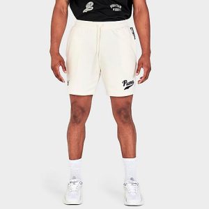 Puma Men&apos;s 8 Inch Team Shorts in Off-White/Pristine Size 2XL Cotton/Fleece - 5798479
