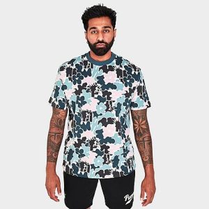 Puma Men&apos;s Summer Resort All-Over Print Short-Sleeve T-Shirt in Blue/Pristine Size Large - 5798457