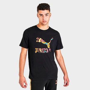 Puma Men&apos;s Lava Flow Logo T-Shirt in Black/Black Size Medium 100% Cotton - 5814686