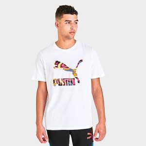 Puma Men&apos;s Lava Flow Logo T-Shirt in White/White Size Small 100% Cotton - 5814670
