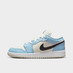 Jordan Big Kids&apos; Air Retro 1 Low Casual Shoes in Red/Ice Blue Size 6.5 Suede - 3218953