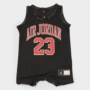 Jordan Boys&apos; Infant Jersey Romper in Black/Black Size 3 M 100% Cotton/Jersey - 5811487