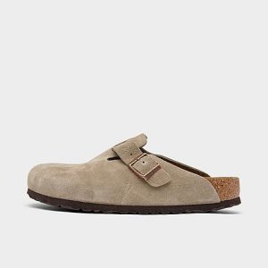 Birkenstock Men&apos;s Boston Soft Footbed Clogs in Beige/Taupe Size 42 Leather/Suede - 5681575
