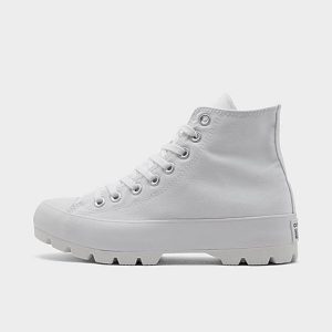 Converse Women&apos;s Chuck Taylor All Star High Top Lugged Casual Shoes in White/White Size 8.0 Canvas - 2479519