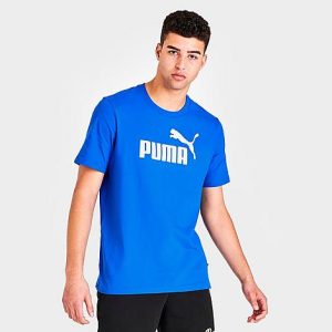 Puma Men&apos;s Essentials Logo T-Shirt in Blue/Royal Blue Size 2XL Cotton - 5847725