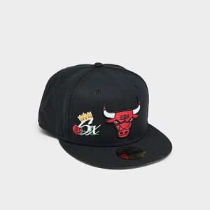 New Era Chicago Bulls NBA Crown Champs 59FIFTY Fitted Hat in Black/Black Size 8 - 8204432