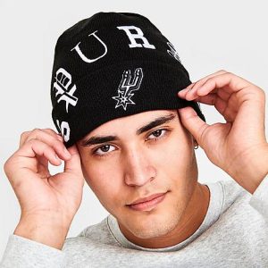New Era San Antonio Spurs NBA Blackletter Knit Beanie Hat Acrylic/Knit - 8206053