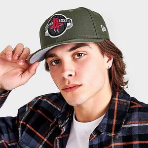 New Era Houston Rockets NBA Olive 59FIFTY Fitted Hat in Green/New Olive Size 7 3/8 - 8206247