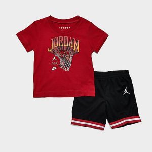 Jordan Infant Hoops T-Shirt and Mesh Shorts Set in Red/Gym Red Size 18 M Cotton - 5811618