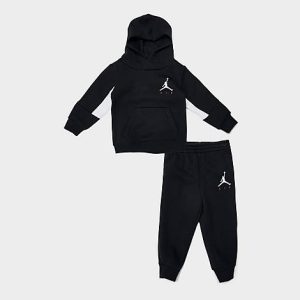 Jordan Infant Triple Logo Flight Hoodie and Pants Set in Black/Black Size 24M Fleece - 5811616