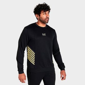Emporio Armani Men&apos;s EA7 Dynamic Graphic Crewneck Sweatshirt in Black/Black Size 2XL 100% Polyester - 5880478
