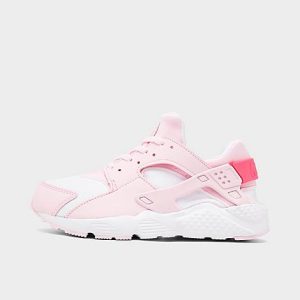 Nike Girls&apos; Little Kids&apos; Huarache Run Casual Shoes in Pink/White/Pink Foam Size 3.0 Spandex/Plastic - 3178229