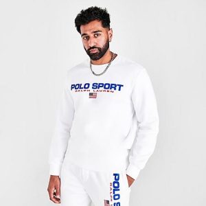 Polo Ralph Lauren Men&apos;s Ralph Lauren Polo Sport Fleece Crewneck Sweatshirt in White/White Size Large Cotton/Polyester/Fleece - 5795214