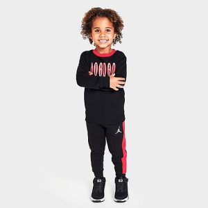 Jordan Kids&apos; Toddler MVP Statement Sweatshirt and Jogger Pants Set in White/Black Size 2 T Fleece - 5840550