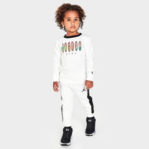 Jordan Kids&apos; Toddler MVP Statement Sweatshirt and Jogger Pants Set in White/Sail Size 2 T Fleece - 5842735